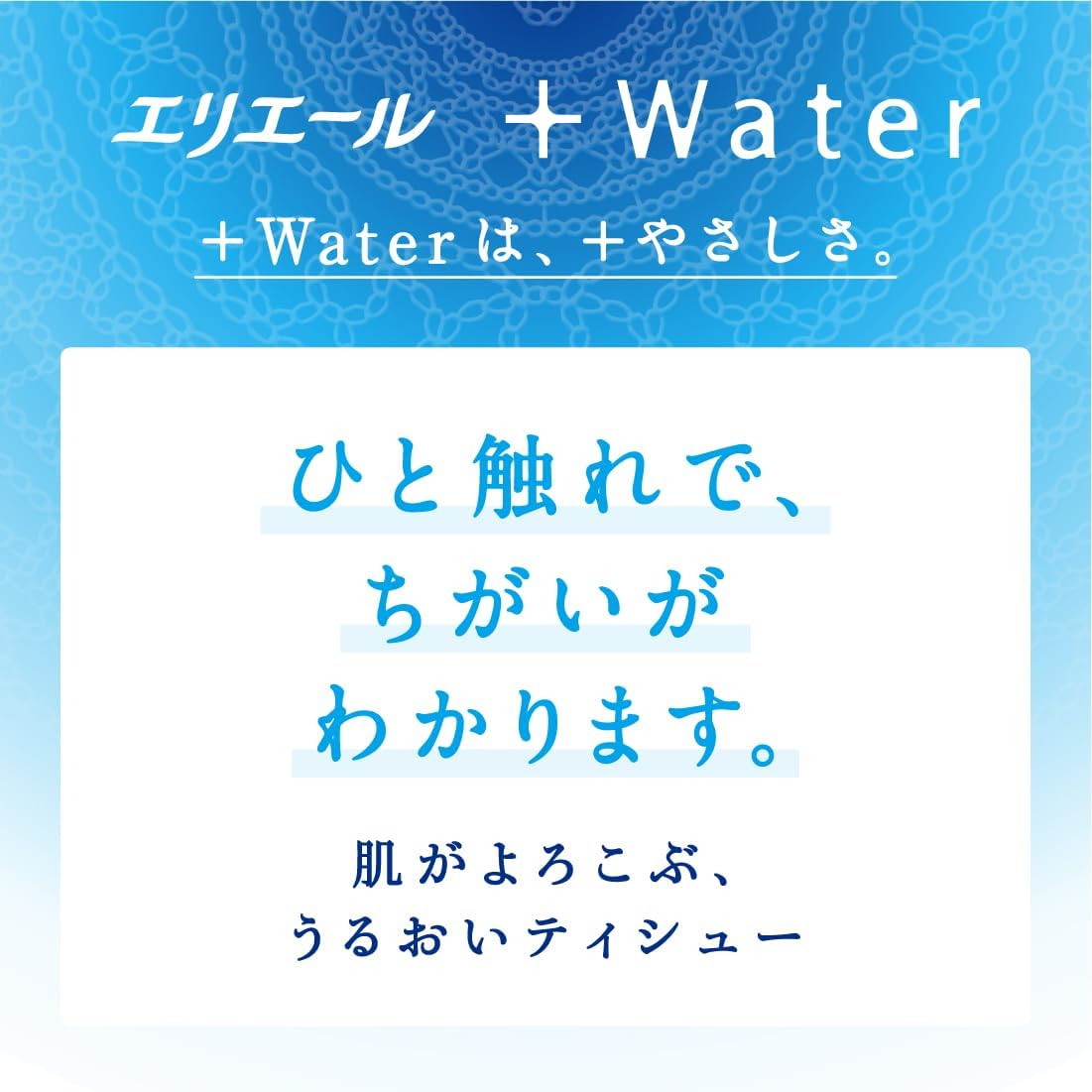 エリエール ティッシュ プラスウォーター(+Water) パッケージ