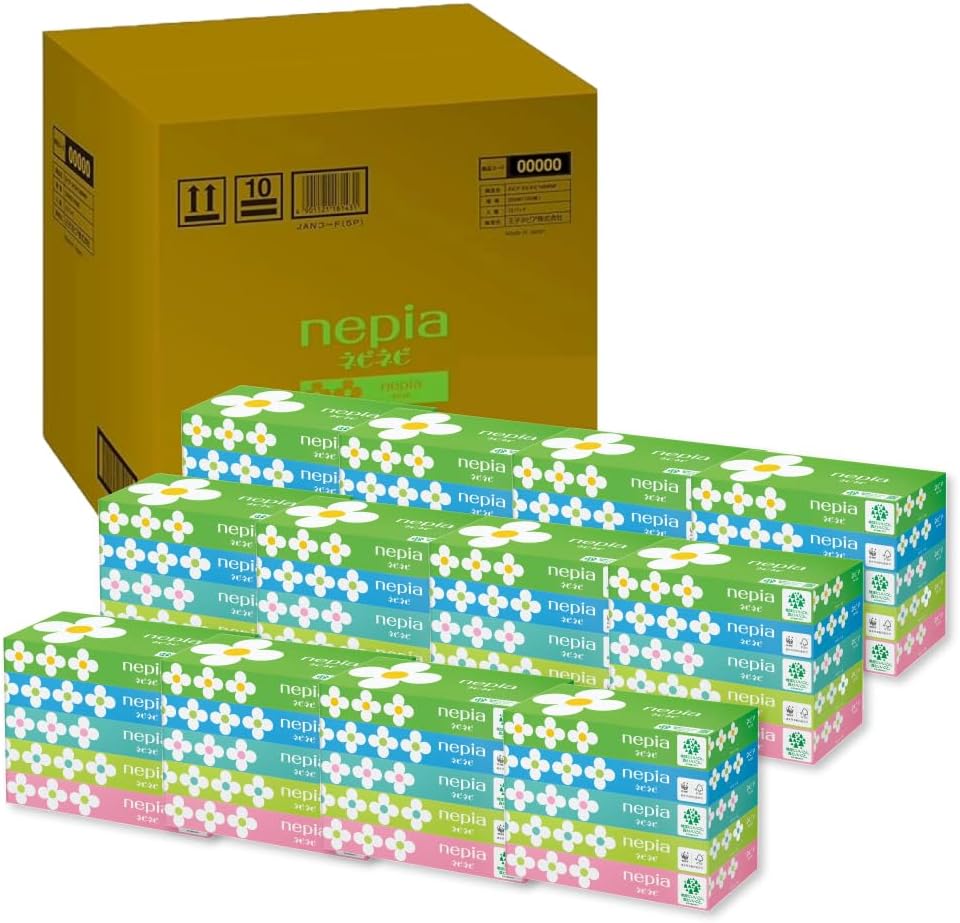 ネピア ネピネピ ティシュ 300枚(150組)×60箱(5箱×12パック)【ケース品】FSC