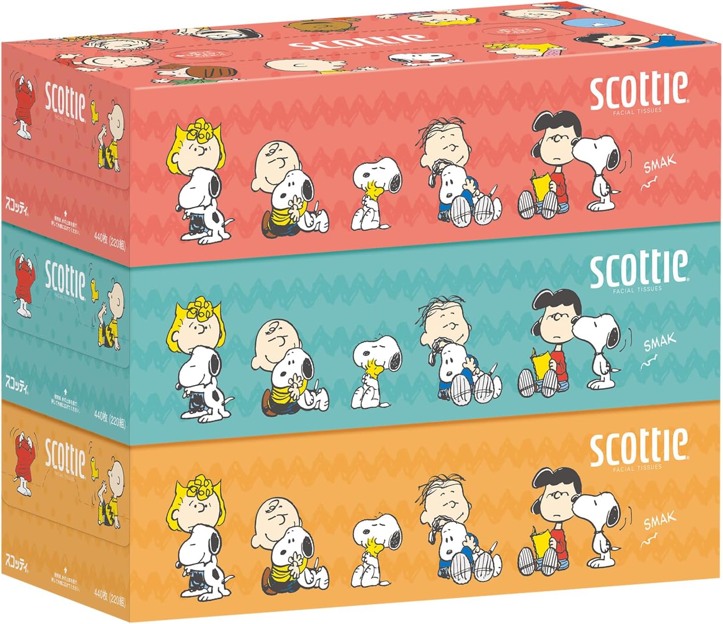 ティッシュ 440枚(220組) 3箱 スコッティ スヌーピー