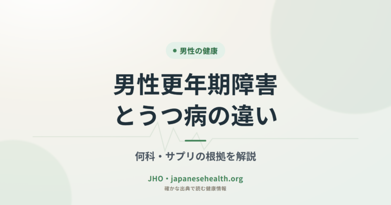 男性の健康総合ガイド|ホルモン・性機能・前立腺・メンタル・生活習慣病まで徹底解説 1 男性更年期障害とうつ病の違い|何科・サプリの根拠を解説