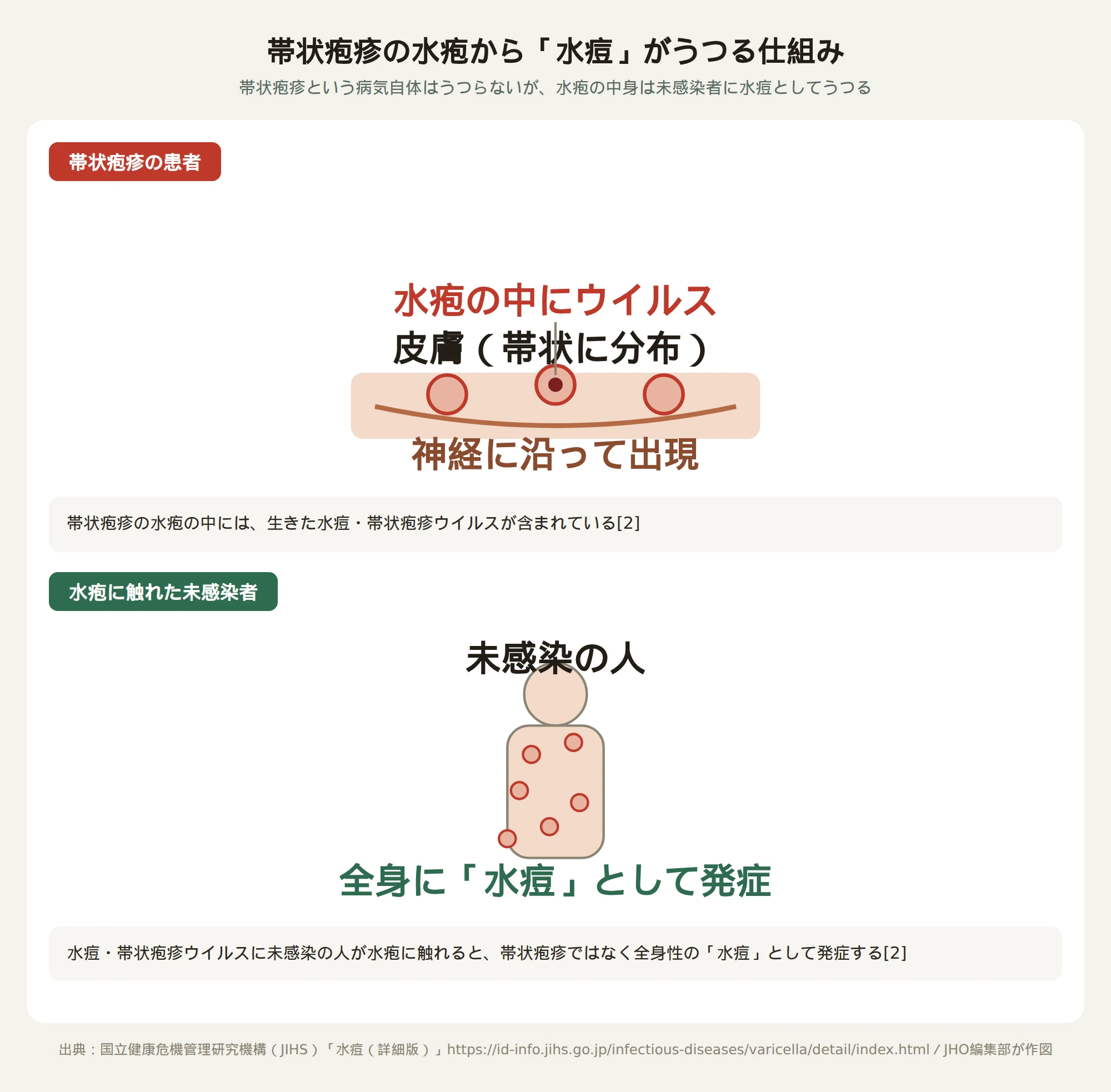 帯状疱疹の感染経路を示す図